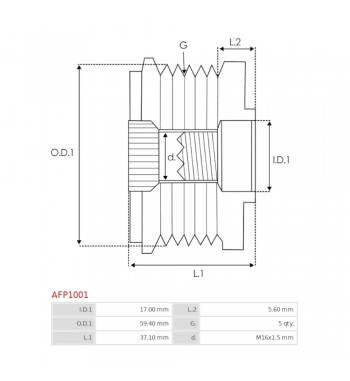 Polea Alternador Hyundai Terracan, Kia Carnival