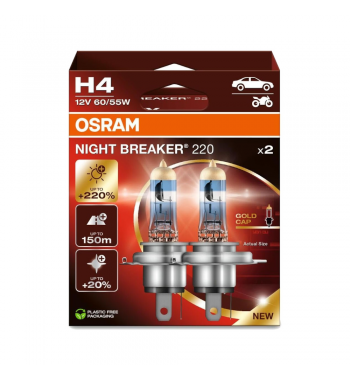 Bombillos Osram H4 X2 Night Breaker 220%+luz 12v 60/55w